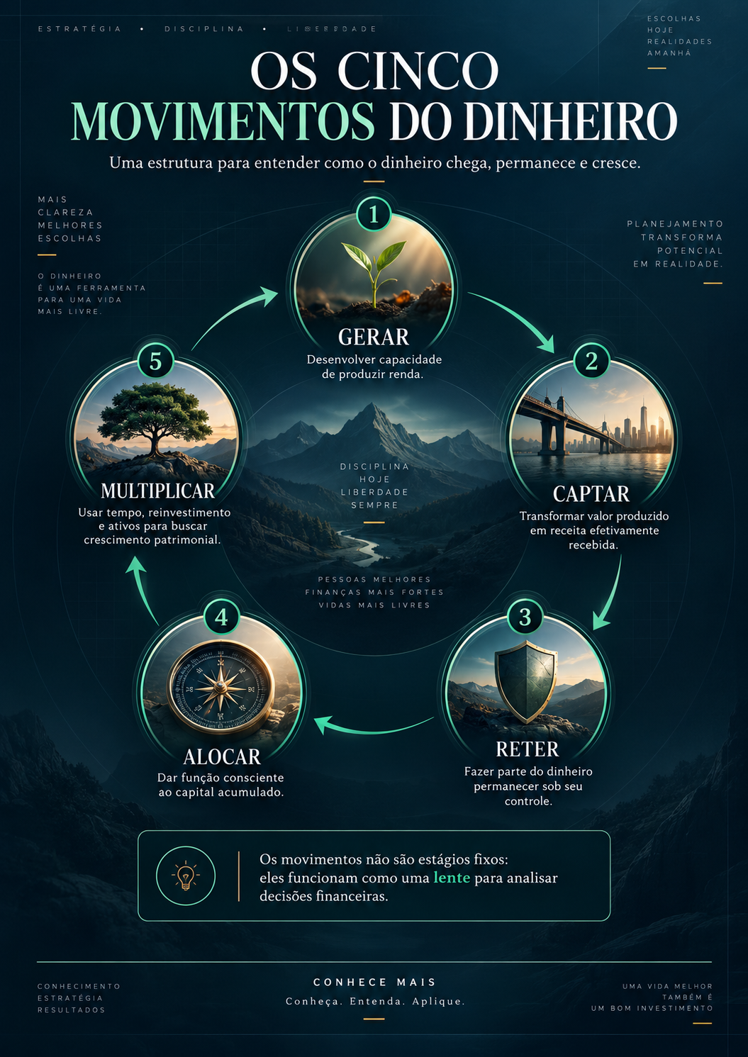 Infográfico: Gerar, Captar, Reter, Alocar e Multiplicar